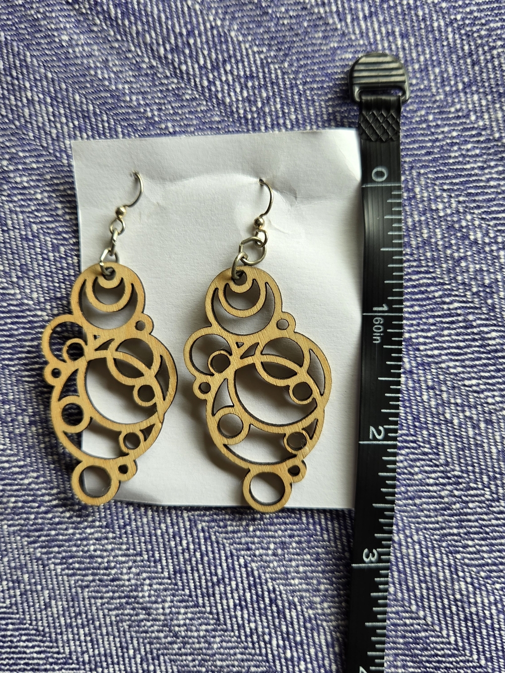 Wooden Cutout Circle Drop Earrings - Tan